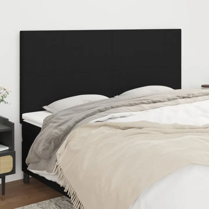 vidaXL Cabeceros 4 unidades de tela negro 80x5x78/88 cm - 1