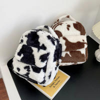Mochila De Peluche Con Patrón De Vaca Para Mujer Multifuncional Con Correa Ajustable Y Diversas Bolsillos Casual Y Divertida Para Compras Y Uso Diario - details 1