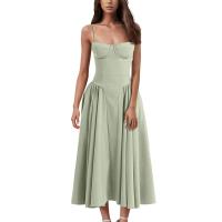 Vestido Midi Elegante Y Delgado Sin Espalda Para Mujer Vestido De Fiesta De Verano Elegante Con Suspensión Sólida Vestidos Para Mujer - details 12