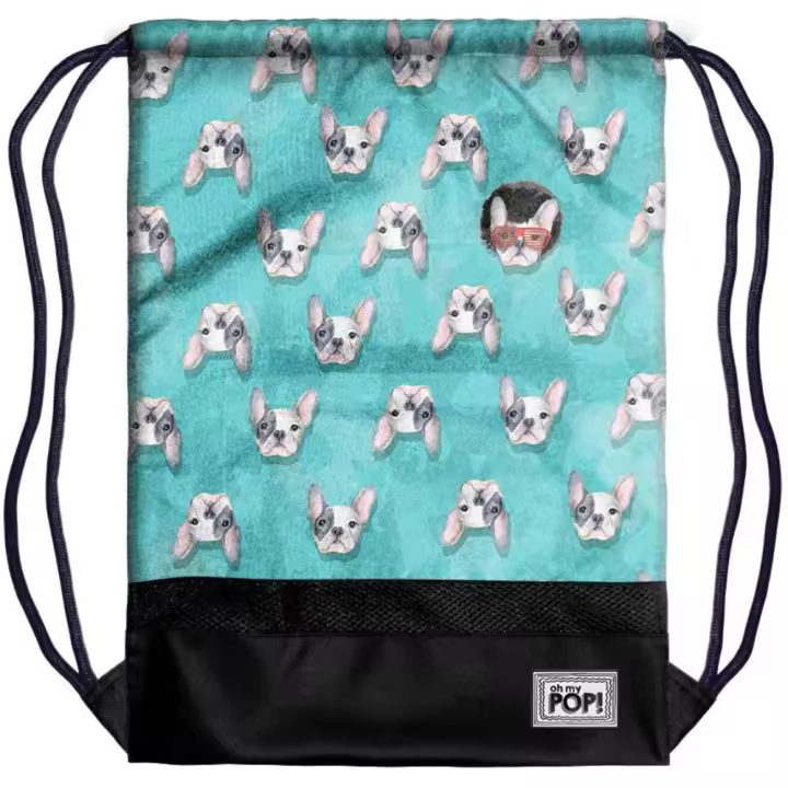 Oh My Pop Saco Azul Estampado con Cordones - Producto Oficial Junior - 1