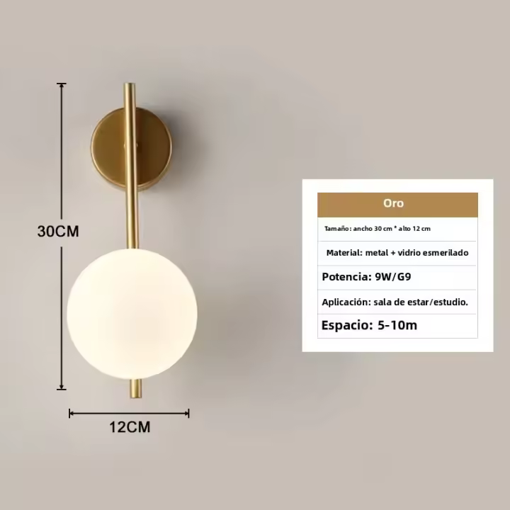 Lámpara De Pared LED De Vidrio Mate Con Interruptor De Enchufe Negro Y Oro G9 Para Pasillo Aisles Luz De Pared Moderna Para Cocina Comedor Dormitorio Foyer Estudio - 1