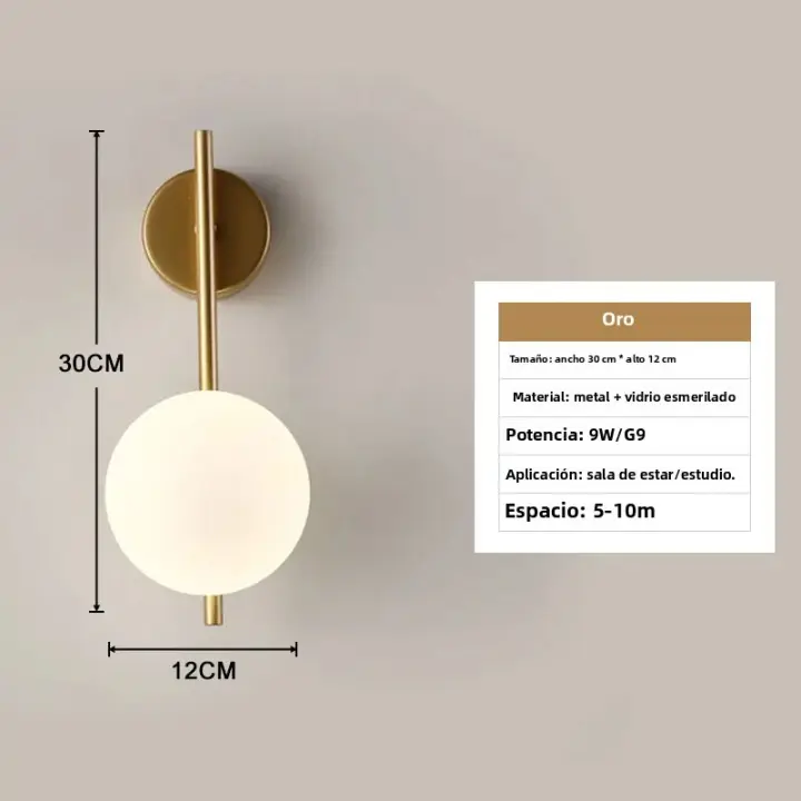 Lámpara De Pared LED De Vidrio Mate Con Interruptor De Enchufe Negro Y Oro G9 Para Pasillo Aisles Luz De Pared Moderna Para Cocina Comedor Dormitorio Foyer Estudio - 1