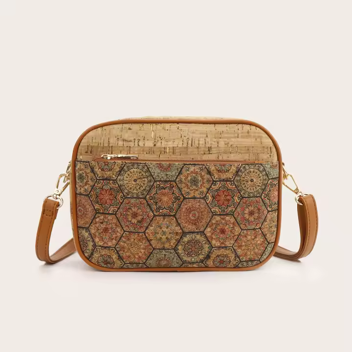 Bolso Bandolera Vintage Con Estampado De Flores Para Mujer Estilo Étnico Satchel Con Cierre De Cremallera Y Bolsillo Interior - 1