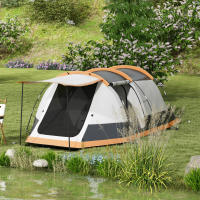 Outsunny Tienda de Campaña Familiar para 3-4 Personas Tienda de Camping Plegable con 2 Habitaciones y Bolsa de Transporte Impermeable para Senderismo 370x220x130 cm Azul y Gris - details 1