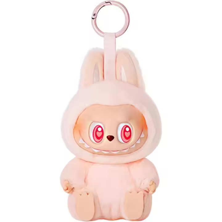 Wonduu Labubu Peluche Llavero Rosa | Muñeco de Felpa Suave con Diseño Adorable | Llavero Colgante para Mochila, Bolsos y Llaves Fans, Niños y Niñas (Labubu Gris) - 1