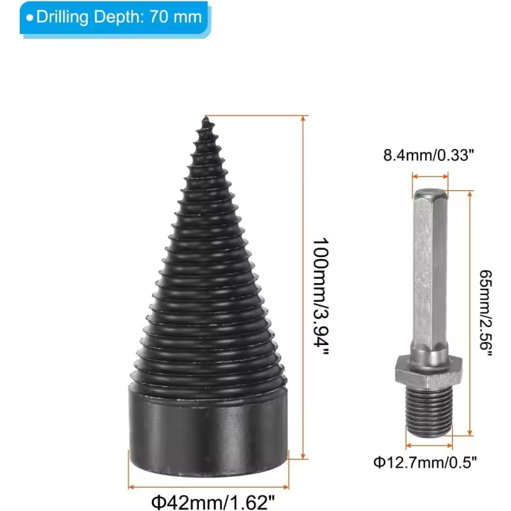 Broca para leña de 42 mm, brocas extraíbles, taladros eléctricos, destornillador cónico con vástago hexagonal para uso doméstico y exterior. - 1
