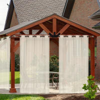 Panel De Cortina De Voile Hidratada Para Exterior Jardín Puerta De Juego Divisor De Yarda Gazebo Pergola Cortinas De Tules Red Transparente Para Ventana Modernas - details 3