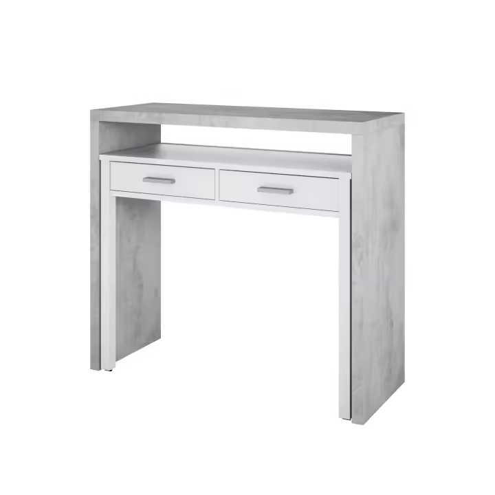 Mesa de escritorio extensible Tyrion - Blanco Artic y Cemento Fabricado en España - Materiales alta calidad - Somnia Descanso - 1