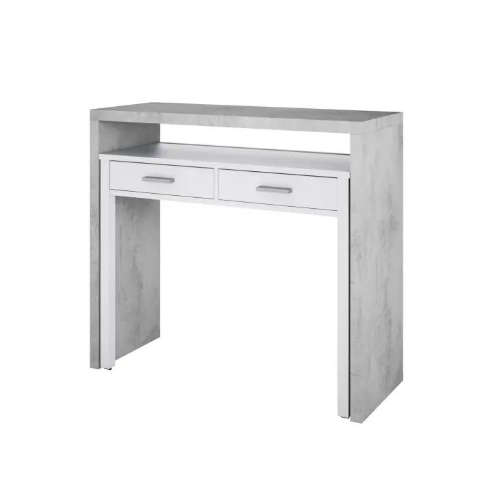 Mesa de escritorio extensible Tyrion - Blanco Artic y Cemento Fabricado en España - Materiales alta calidad - Somnia Descanso - 1