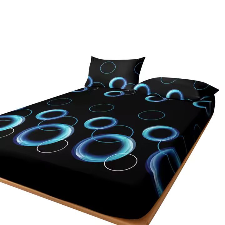 Sábana Redonda Moderna Y Sencilla De Tela Mate Con Estampado Geométrico Para Cama Sin Almohadillas Incluidas - Ropa De Cama - 1