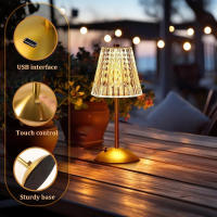 Lámpara De Mesa Recargable De Cristal Con Luz Nocturna 3 Colores Ajustables LED Táctil Portátil Para Dormitorio Y Sala De Estar - details 2