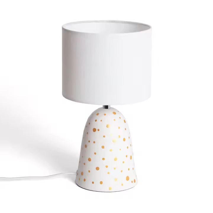 Ledkia Lámpara de Mesa Cerámica y Tela Argua Blanco - 1