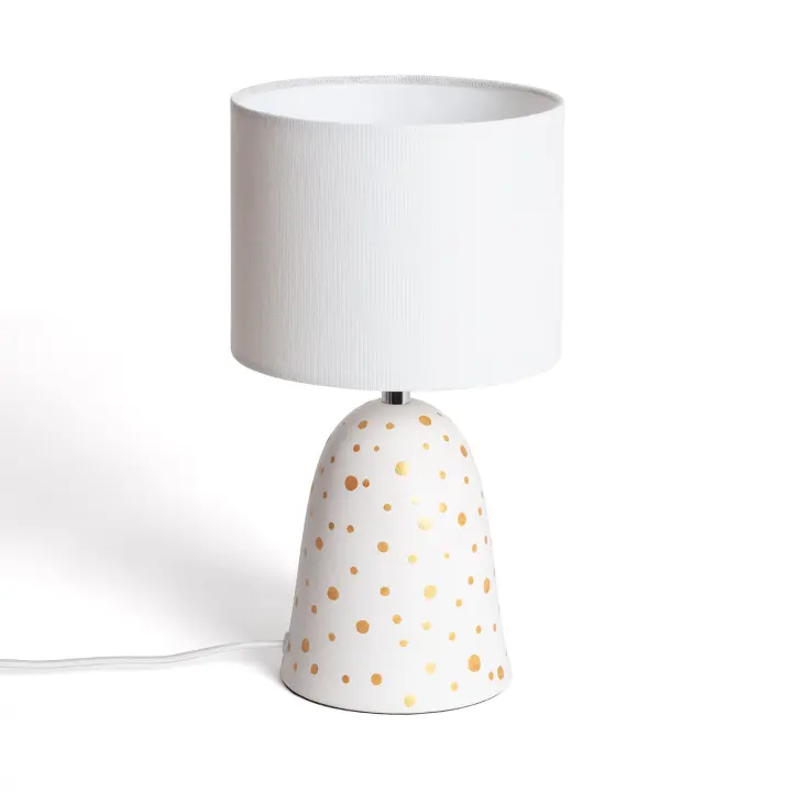 Ledkia Lámpara de Mesa Cerámica y Tela Argua Blanco - 1