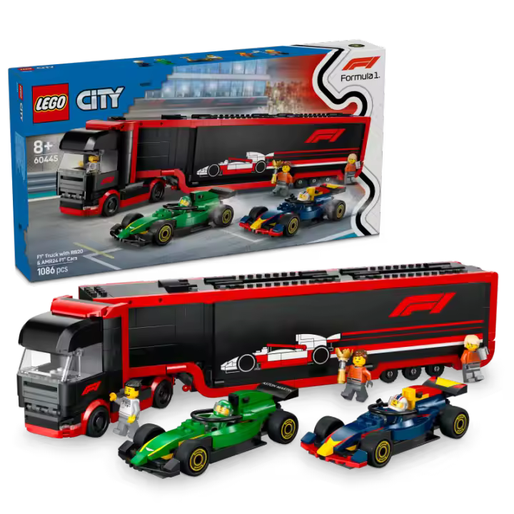 LEGO City 60445 Camión de F1 con Coches de F1 RB20 y AMR24 Contiene 1086 piezas - Edad recomendada a partir de 8+ años 25L60445 - 1