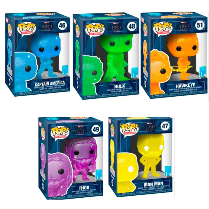 Funko  Pack 5figuras Infinity Saga Marvel Art Series Vengadores Avengers Iron Man Hawkeye Capitan AMerica Hulk  Thor SIN funda metacrilato - 1