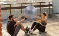 Arebos Pelota de Entrenamiento Km-fit - Pilates, Yoga, Gimnasia - 55/65/75 Cm - Negro/Azul/Gris/Rosa - details 24