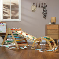 AIYAPLAY Triángulo de Escalada de Madera 5 en 1 Escalada para Niños de 18-48 Meses con Rampa Escalador de Arco para Deslizarse o Escalar 178x64,5x63 cm Multicolor - details 2