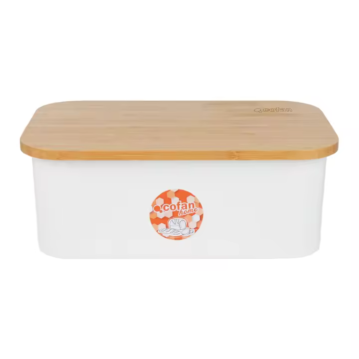 Cofan Panera con tapa de bambú | Tapa y tabla de corte | Color: blanco, negro o verde con madera | Gran capacidad de 6,5 l | Diseño minimalista | Conserva el pan fresco y Organizar tu cocina | Diseño Minimalista para todo tipo de Cocinas - 1