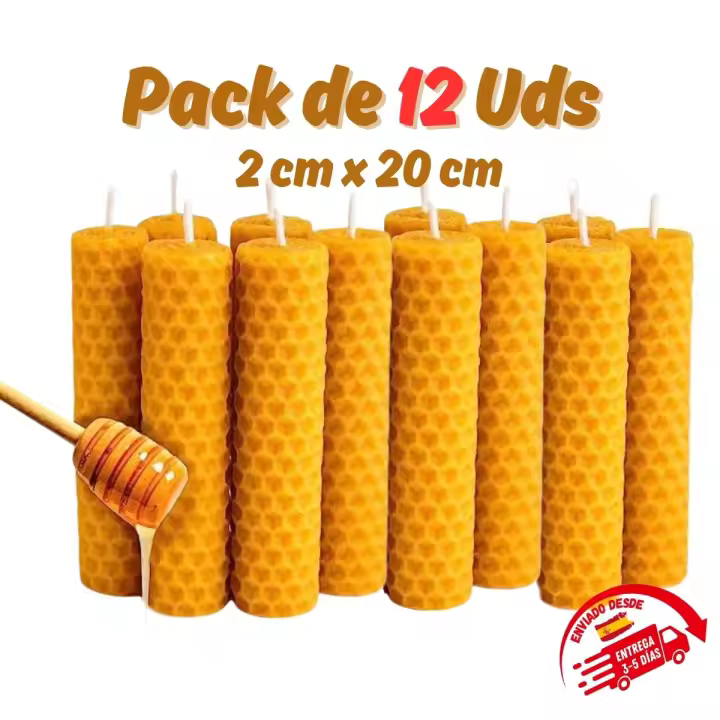 Vadeincienso Vela de Cera de Abeja 20  x 2 centímetros  Hechas a Mano Auténtica Natural de apicultores y abejas  nacionales - 1