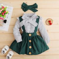 Conjunto De Ropa Para Bebé Niña Con Punto De Luto Top De Manga Larga + Vestido Con Suspensión + Diadema Estilo De Moda Para Otoño Edad 1-4 Años - details 1