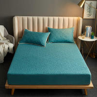 Sábana Impermeable Con Cinturones Elásticos Tamaño Queen/King Color Sólido Protector De Matrícula Para Cama Doble - details 10