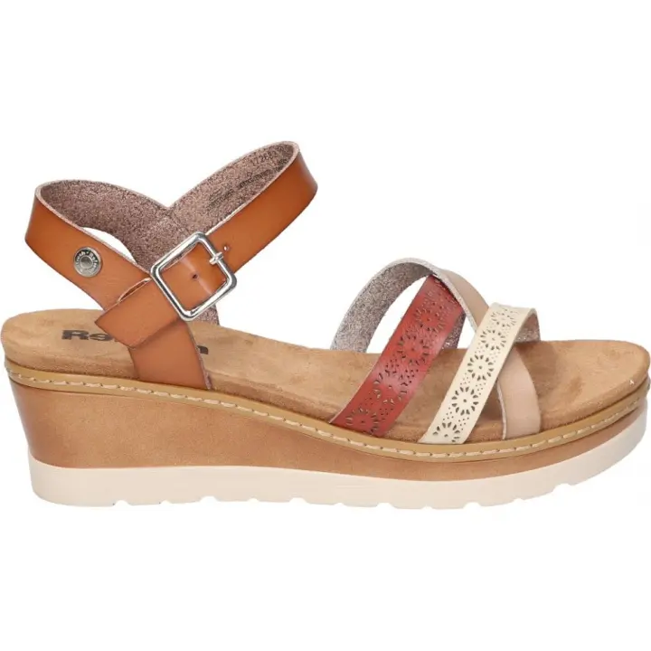 REFRESH | Sandalias de Cuña Refresh para Mujer – Sandalia en Color Camel con Detalles de Tiras – Cuña Media y Cómoda – Con Plataforma Delantera – Cierre de Hebilla –Moda – Versátiles y Combinables – Modelo 172682 - 1