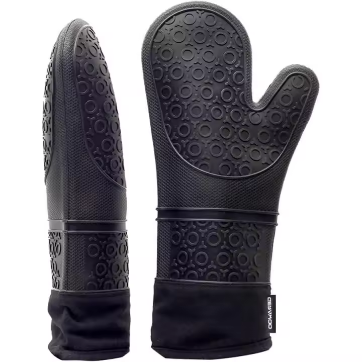 Manoplas Horno de Silicona Extendidos, Guante Horno Cocina Profesional, Guantes Antideslizantes Resistentes al Calor para Hornear Cocinar Barbacoa (1 Par, Rojo) - 1