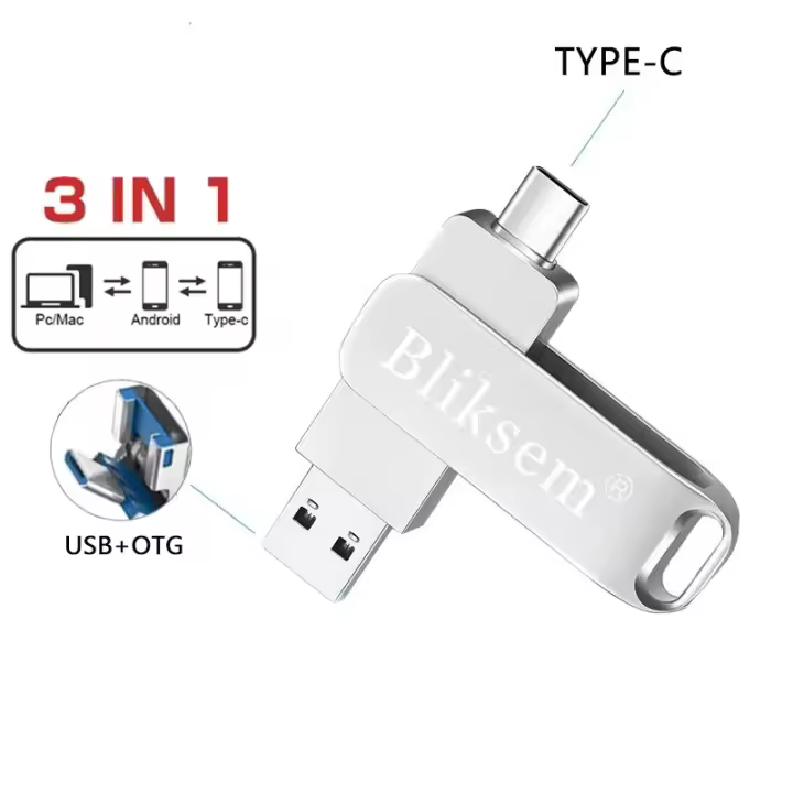 Pendrive MARKHOR de 256gb para iPhone Apple Autorización,Vackiit Pen Drive Lightning Tipo C USB 3.0, USB C 4 en 1. Color rosa, USB 64GB color Gris. - 1