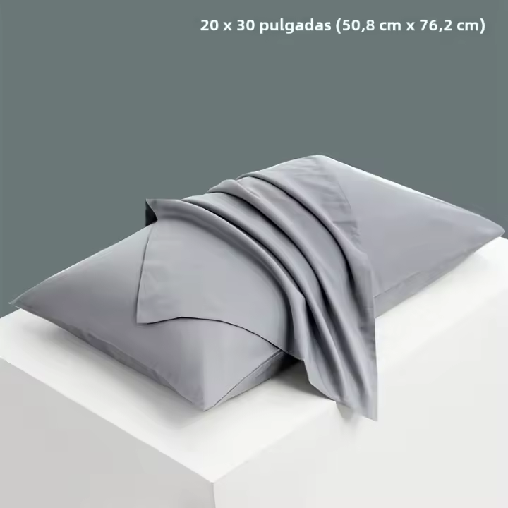 Funda De Almohada Rectangular De 1 Pieza En Color Sólido Tamaño 20x30 Pulgadas (50x76 Cm) Brown/Blue/Grey/Pink Para Ropa De Cama - 1