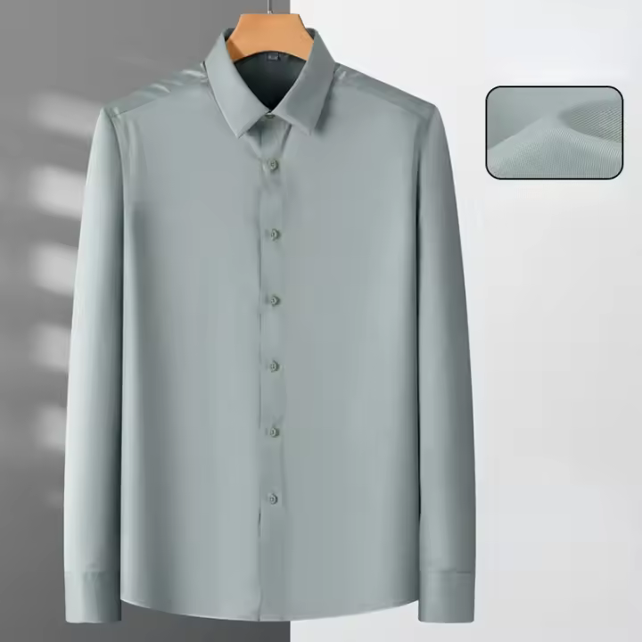 Camisa Social Para Hombre Antienvejecimiento Cuello En V Manga Larga Ajustada Blusa Negocios Blanco Oficina Tallas 5XL 6XL - 1