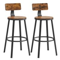 Juego de 2 taburetes altos de cocina con respaldo, estilo industrial, estructura de acero, asiento de 73 cm, fácil montaje, varios colores disponibles - details 6