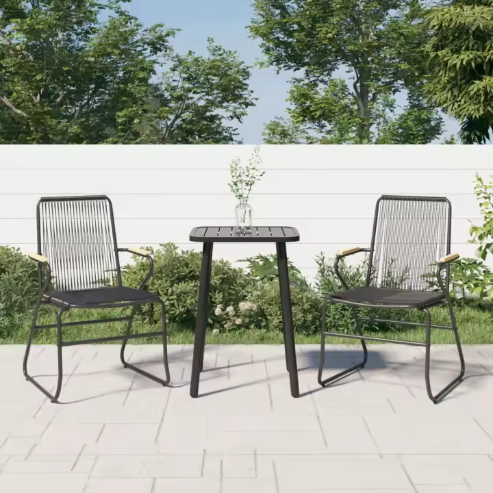 vidaXL Sillas de jardín 2 unidades ratán PVC negro 58x59x85,5 cm - 1