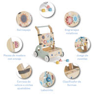 MS Montessori MIMO - MONTI - MAXI - Andador de madera para bebés - Carrito correpasillos con juguetes y actividades para los primeros pasos - Caminador para bebé +12 meses - details 1