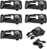 Buaak 6 piezas de herramientas de supervivencia al aire libre con hebilla multifuncional, equipo de supervivencia, equipo de supervivencia, pulsera de paracord para camping, viajes al aire libre,