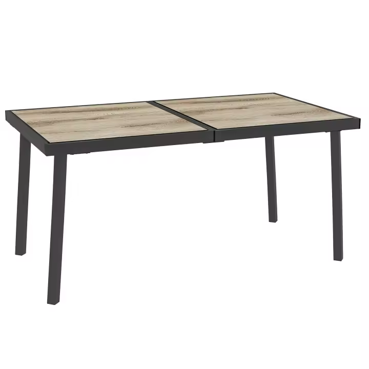 Mesa de Jardín Mesa de Balcón 145x85 cm Mesa de Comedor para 6, aspecto Madera y Estructura de Maple Gris Jardín y Terraza - 1
