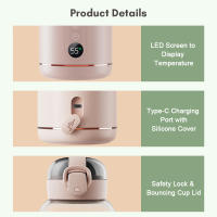 Calentador De Botella Eléctrico Portátil Para Leche De Bebé USB Recargable Control Y Mostrador De Temperatura Preciso Calentador Inalámbrico Para Botella De Bebé - details 2