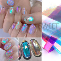 8pcs Película De Uñas Aurora Holográfica Con Diamantes Ice Cube Papel Transferencia Cellofán Decoración Para Manicura Cubierta Total - details 5
