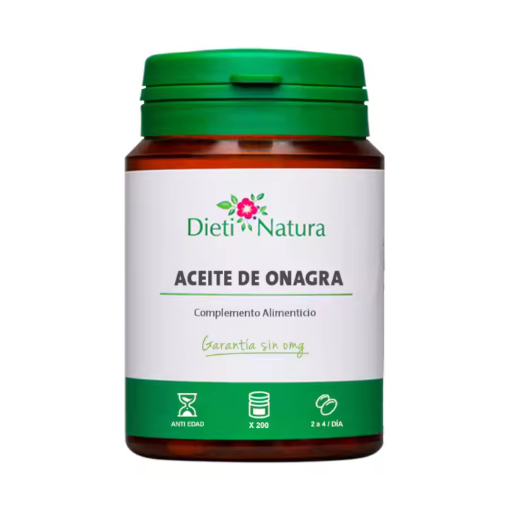 Dieti Natura Aceite de Onagra con Vitamina E y Omega 6 - Alivio Premenstrual y Menopausia - 200 Perlas - 1