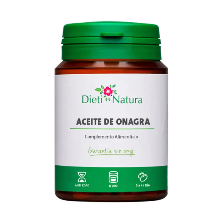 Dieti Natura Aceite de Onagra con Vitamina E y Omega 6 - Alivio Premenstrual y Menopausia - 200 Perlas - 1