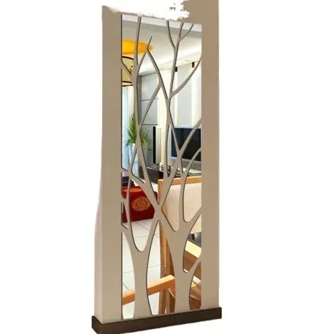 Pegatinas de pared con espejo 3D, pegatinas de pared extraíbles, pegatinas de pared artísticas, adecuadas para la decoración del hogar, la sala de estar y el dormitorio (100 x 28 cm, plata) - 1