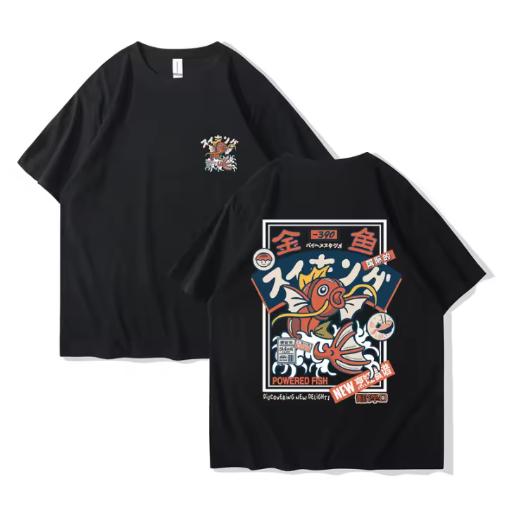 Camisa Harajuku Hip-Hop De Verano Para Hombres Y Mujeres Con Estampado De Koi Rojo Manga Corta 100% Algodón Moda Casual - 1