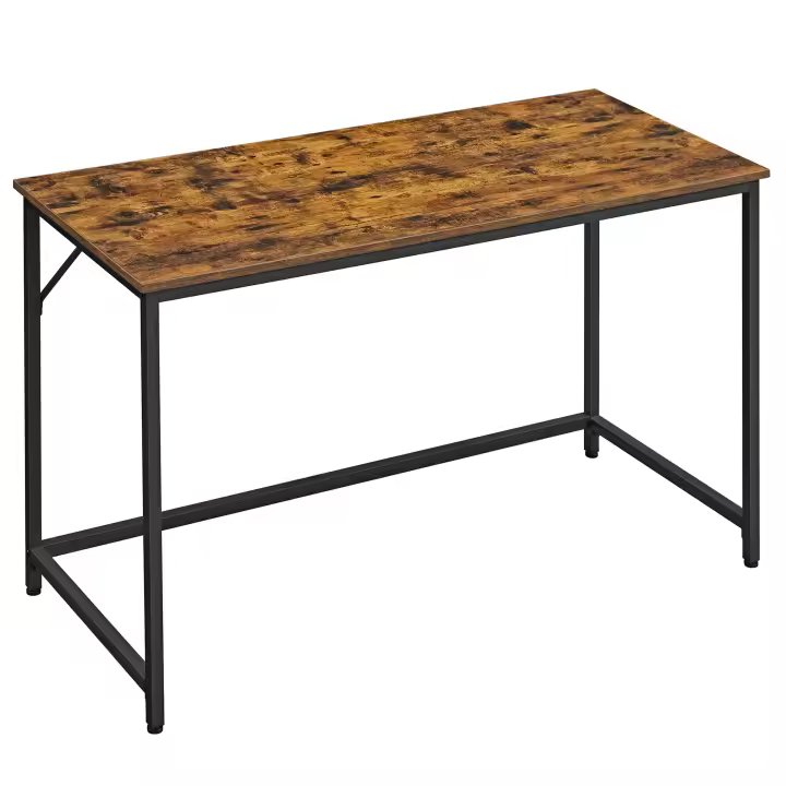 VASAGLE Escritorio, Mesa Oficina Pequeña y Estación Trabajo, Mesa para Teletrabajo, Estudio, Dormitorio, 60 x 120 x 76 cm, Estilo Industrial, Estructura Metal, Marrón Rústico y Negro Tinta/Negro Ébano y Negro Tinta/Blanco Arce - 1