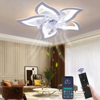 Rosa Eternal Ventilador de techo con Luz, Ventilador de techo iluminación Led Modern Silencioso with remote control Temporizador Diseño en forma de Flor Ventilador Luz de techo para dormitorio Cocina (69CM) - details 6