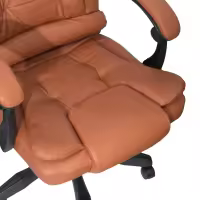 DASCK Sillón de Oficina Altura Ajustable Cuero Sintético Acolchada Reclinable Silla Director, Marrón, Universal - details 4