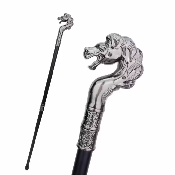 Bastón De Moda Con Decoración De Caballito De Mar Hippocampi Cospaly Vintage Para Fiesta 93cm Acero Con Punta De Goma - 1