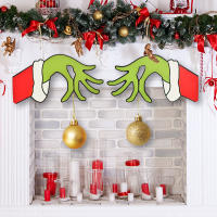 Nuevas Decoraciones De Navidad Etiqueta De Puerta De Madera Grinch Adorno Para Hogar Y Centros Comerciales Decoración Navideña - details 0