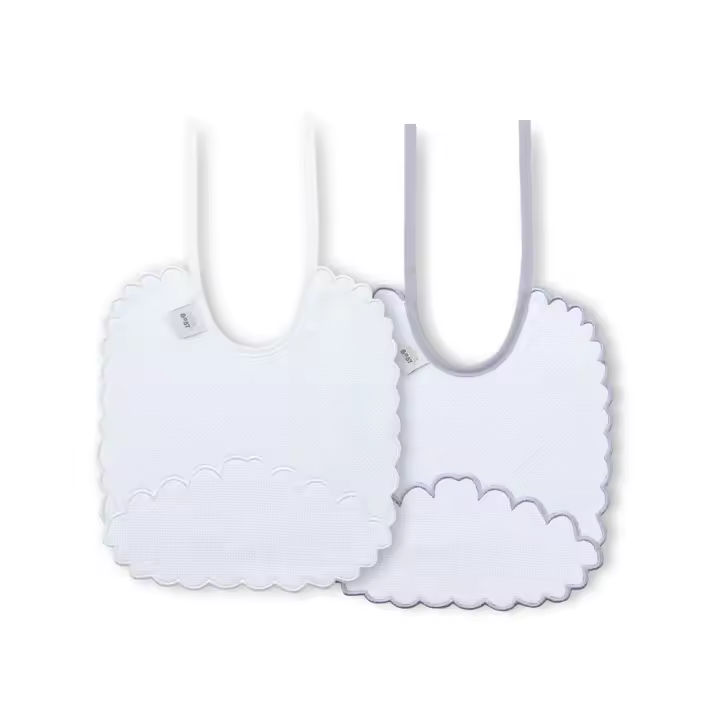 BAVETE (PACK 2 UNIDADES) 100% ALGODÃO- CINZA & BRANCO - 1