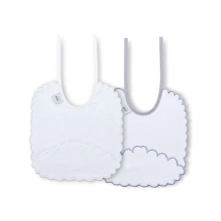 BAVETE (PACK 2 UNIDADES) 100% ALGODÃO- CINZA & BRANCO - 1