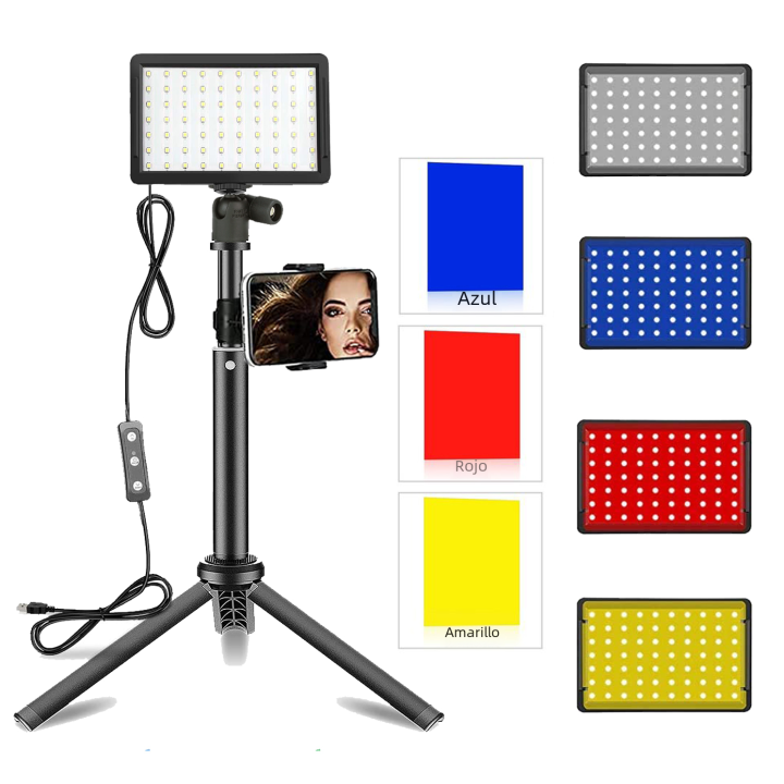 Kit De Iluminación LED Para Fotografía Y Video Con Tripode Y Filtros RGB Panel De Luz De Estudio Para Grabación En Vivo Y YouTube