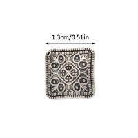 10 Piezas De Botones De Metal En Forma De Flor Cuadrada Plateada Para Tejidos 13x13mm Con Tira Para DIY Y Costura - details 6